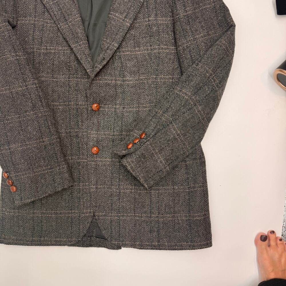 Vtg Maine Guide Congress Wool Herringbone Plaid Blazer Men's 42 BF Fit USA - Picture 2 of 9